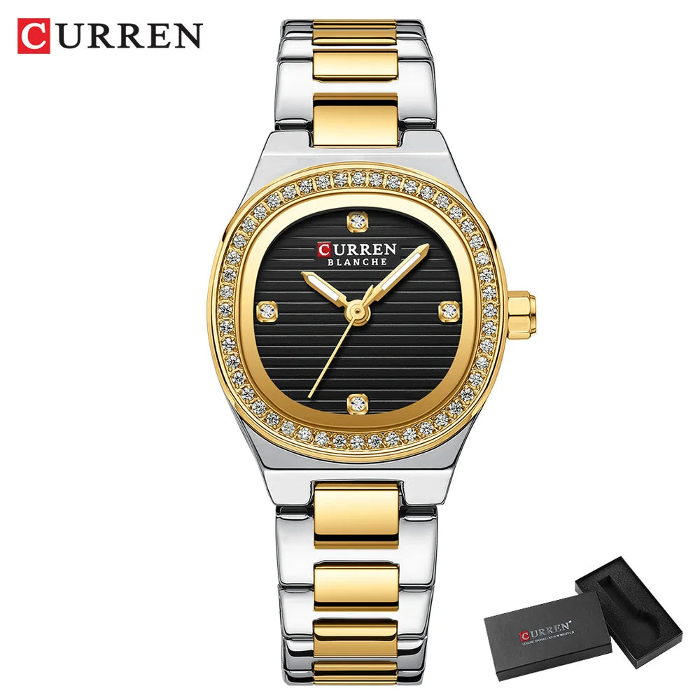 Women Quartz Watch CURREN Casual Wristwatches Ladies Stainless Steel Bracelet with Luminous Hands
