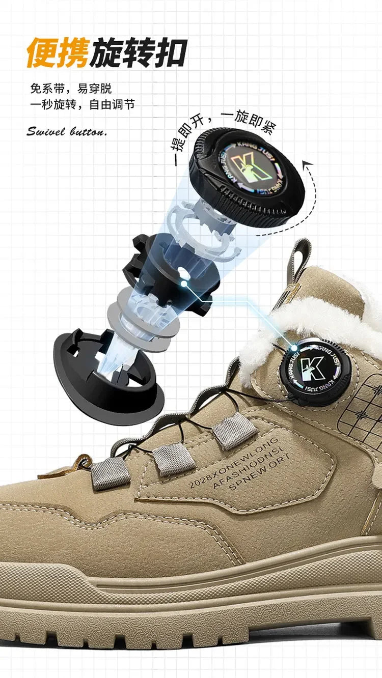 Men's Shoes Winter Fleece High-Top work shoes waterproof boots non-slip cotton shoes