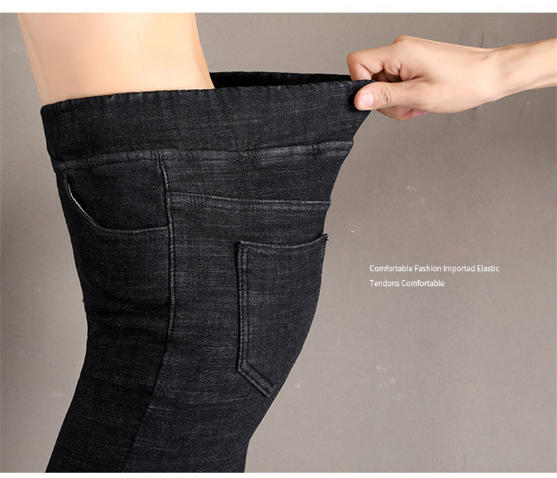 Women Jean Casual Thick Thermal Winter New Skinny Stretch waist Jeans Fleece Pencil Pants Plush Warm Trousers