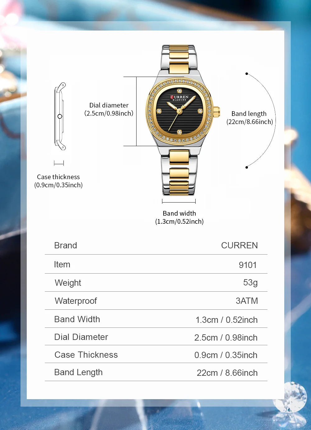 Women Quartz Watch CURREN Casual Wristwatches Ladies Stainless Steel Bracelet with Luminous Hands