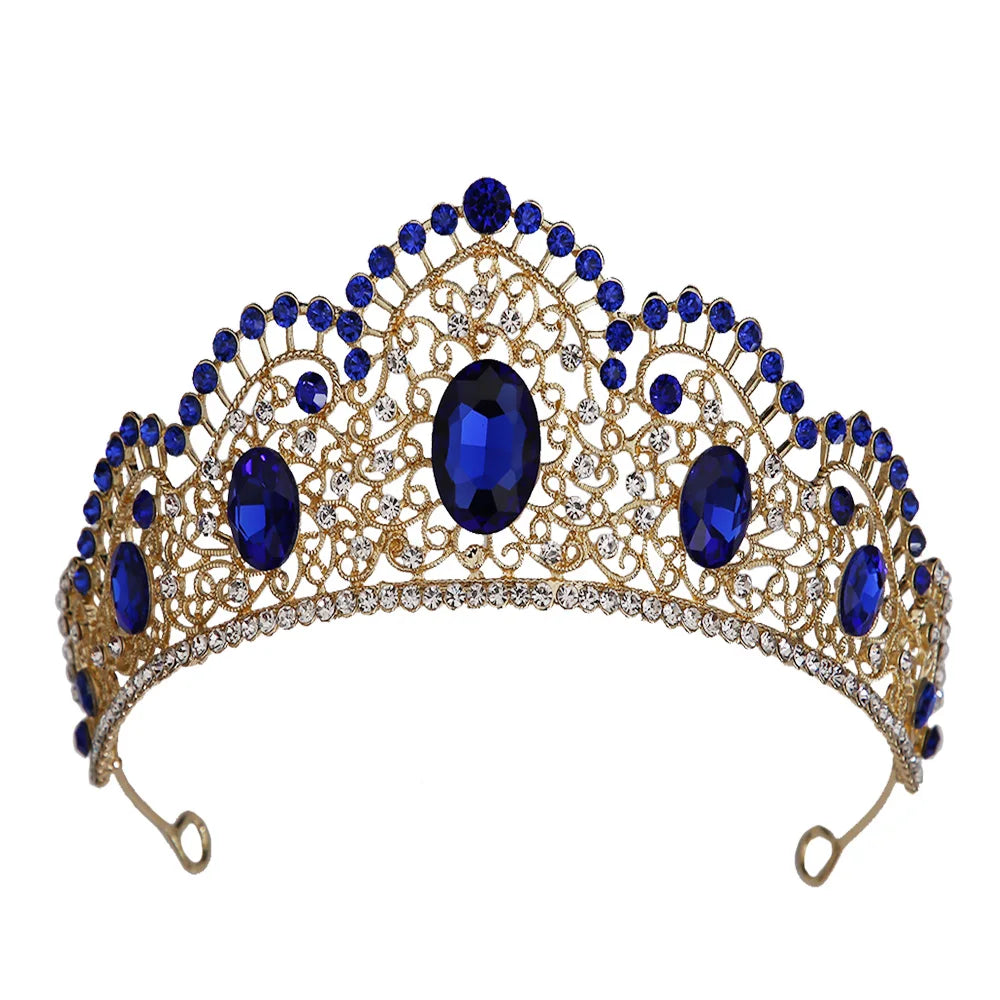 KMVEXO Vintage Baroque Fairy Crowns Bridle Crown Geometric Crystal Elf Tiaras for Women Wedding Costume