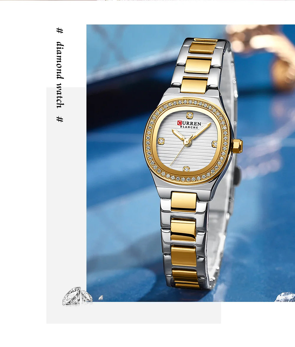 Women Quartz Watch CURREN Casual Wristwatches Ladies Stainless Steel Bracelet with Luminous Hands