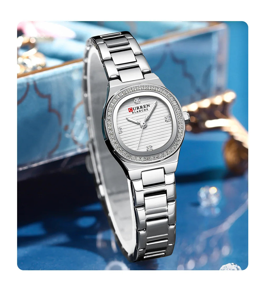 Women Quartz Watch CURREN Casual Wristwatches Ladies Stainless Steel Bracelet with Luminous Hands
