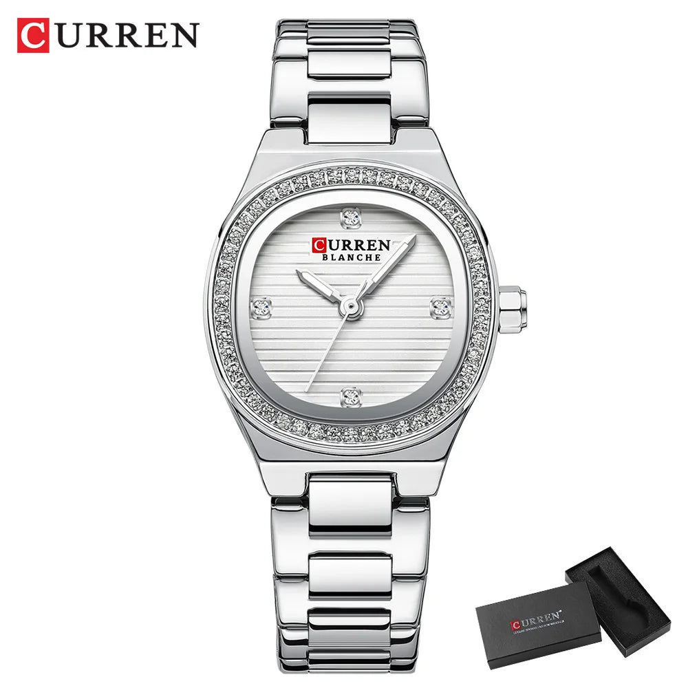 Women Quartz Watch CURREN Casual Wristwatches Ladies Stainless Steel Bracelet with Luminous Hands