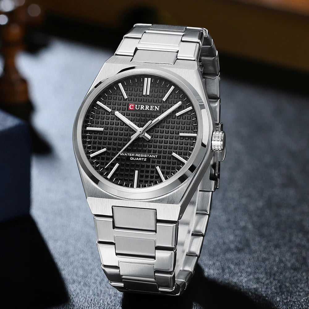 Men Quartz Watches CURREN 30M Waterproof Stainless Steel Quartz Date Clock Wristwatch Style Watch for Men