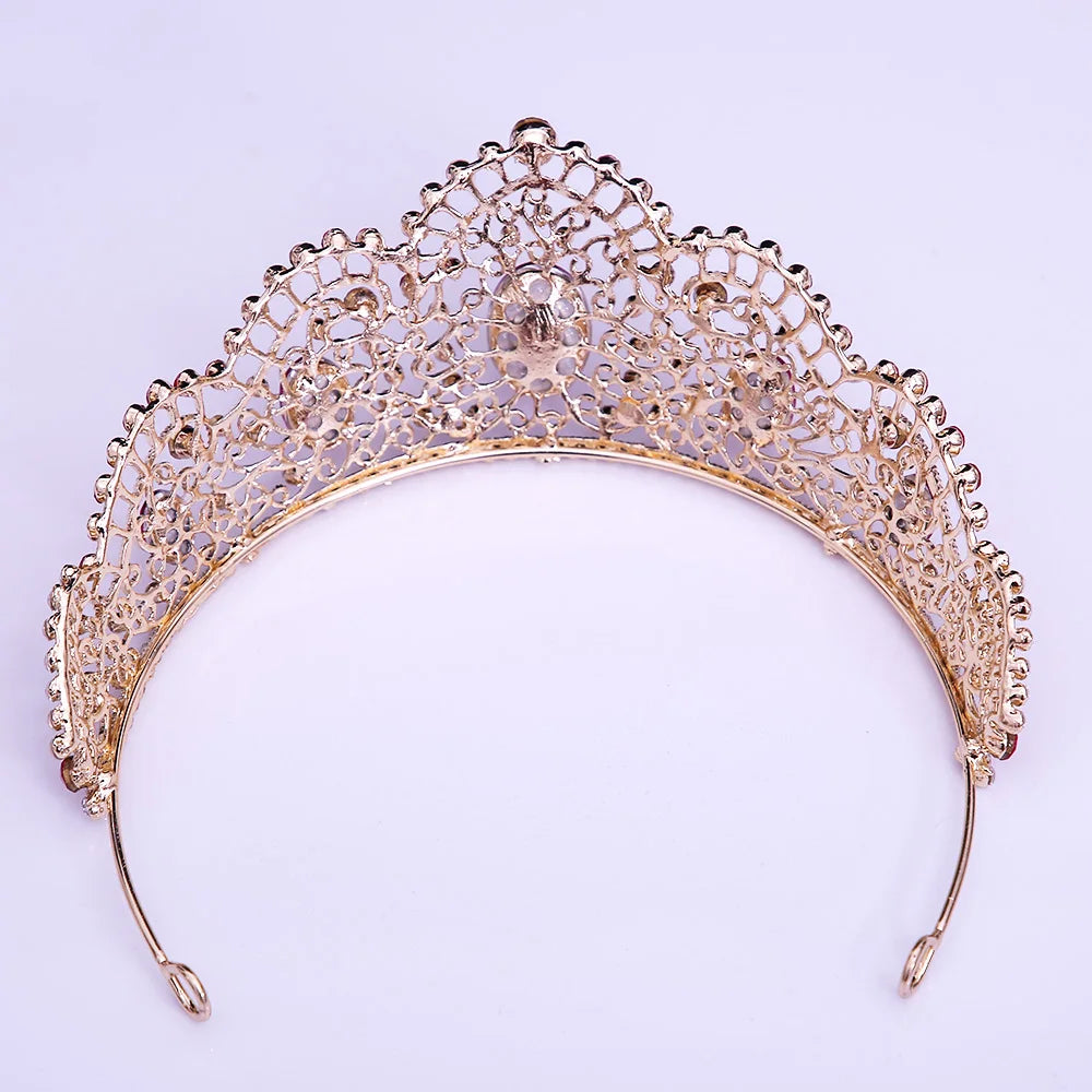 KMVEXO Vintage Baroque Fairy Crowns Bridle Crown Geometric Crystal Elf Tiaras for Women Wedding Costume