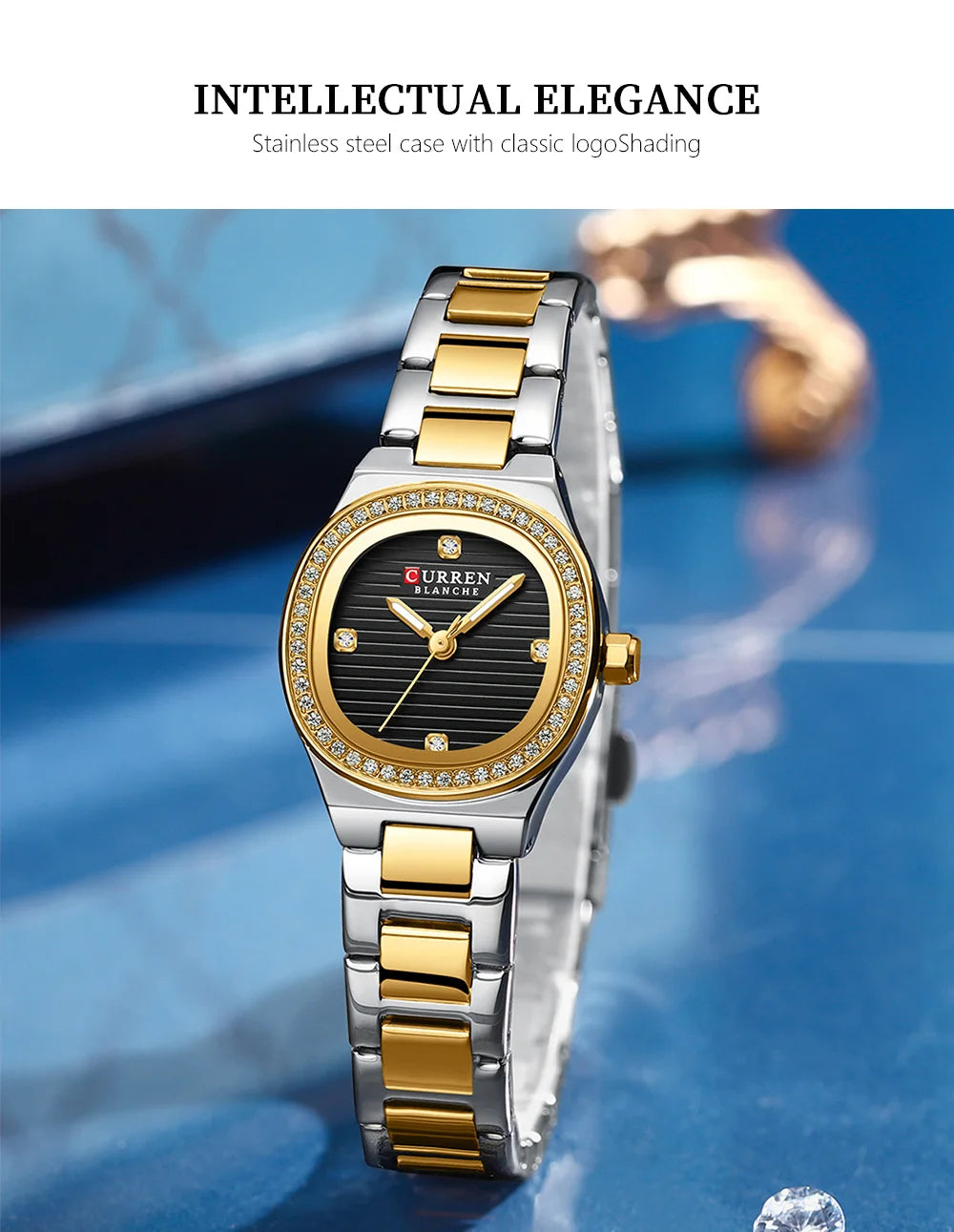Women Quartz Watch CURREN Casual Wristwatches Ladies Stainless Steel Bracelet with Luminous Hands