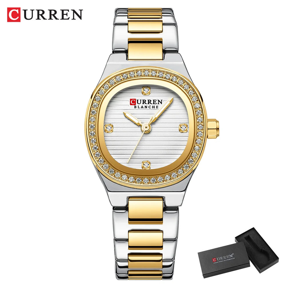 Women Quartz Watch CURREN Casual Wristwatches Ladies Stainless Steel Bracelet with Luminous Hands