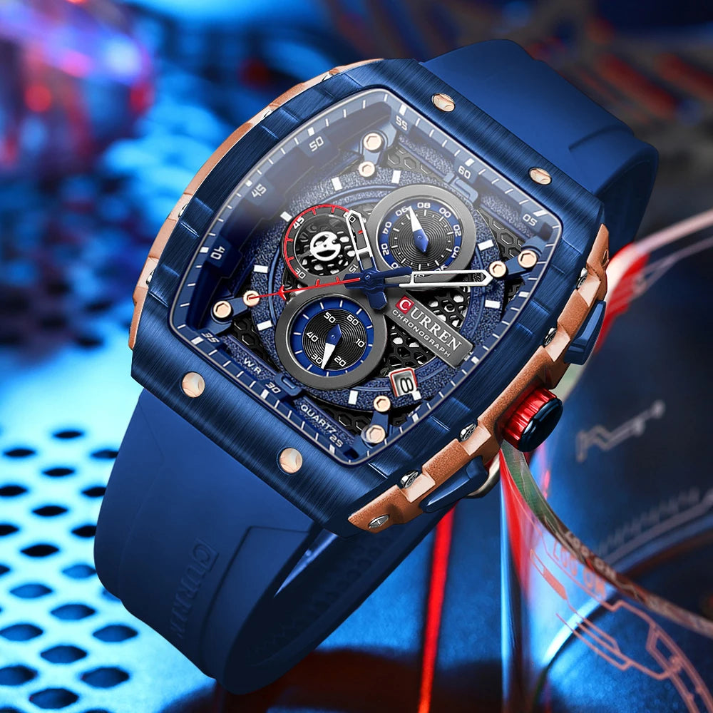 Men Watches CURREN unique square design quartz waterproof Men Watches Herren Armbanduhren