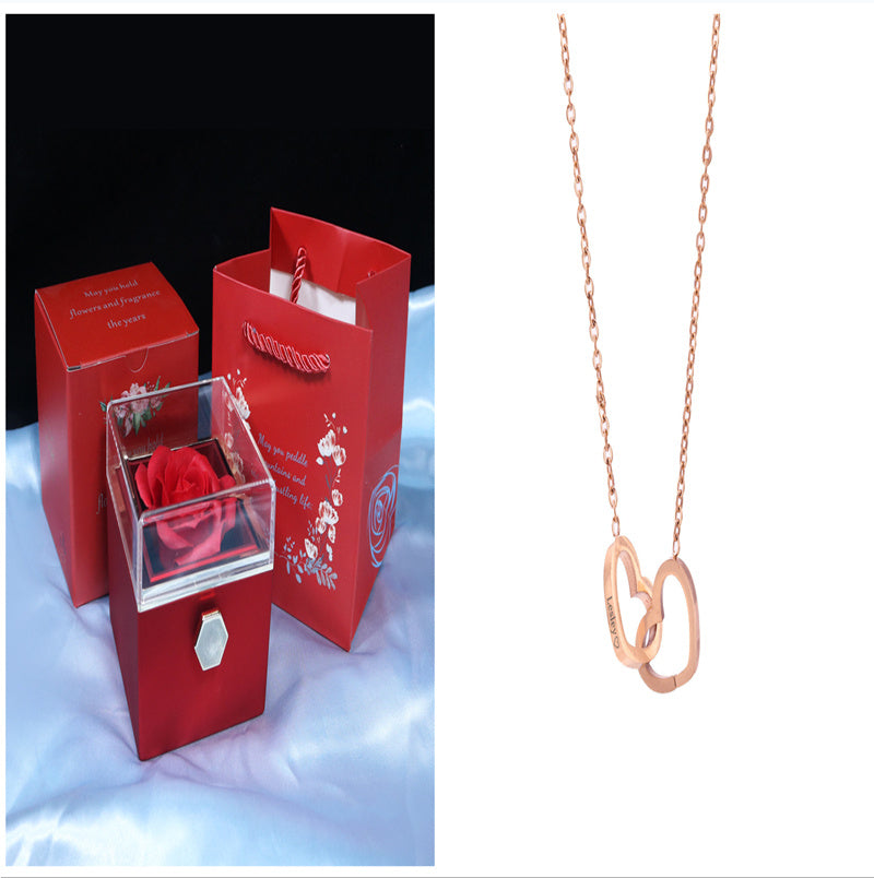 Rose Gift Box Rotating Soap Flower Jewelry Packaging Box Valentine's Day Gift