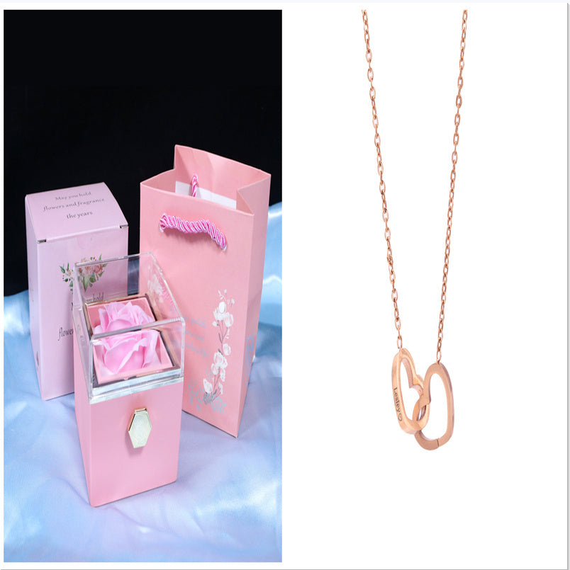 Rose Gift Box Rotating Soap Flower Jewelry Packaging Box Valentine's Day Gift