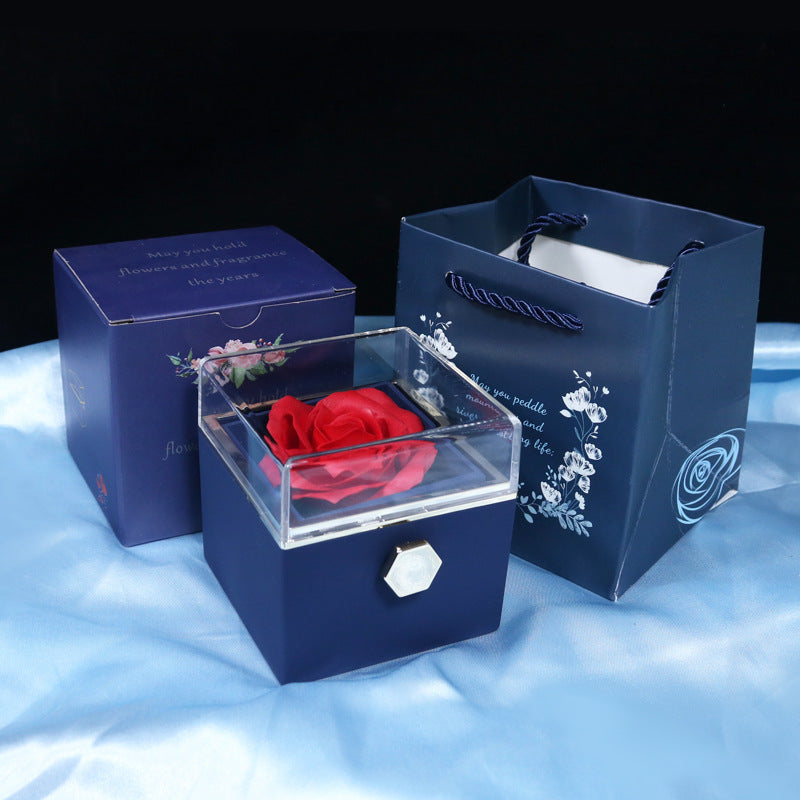 Rose Gift Box Rotating Soap Flower Jewelry Packaging Box Valentine's Day Gift