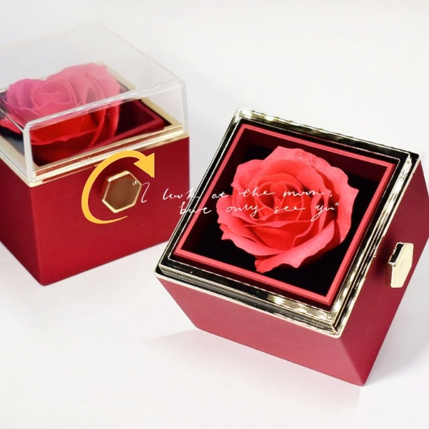 Rose Gift Box Rotating Soap Flower Jewelry Packaging Box Valentine's Day Gift