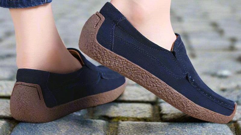 Round Toe Loafers Casual Versatile Color Flats Slip-on Cozy Shoes