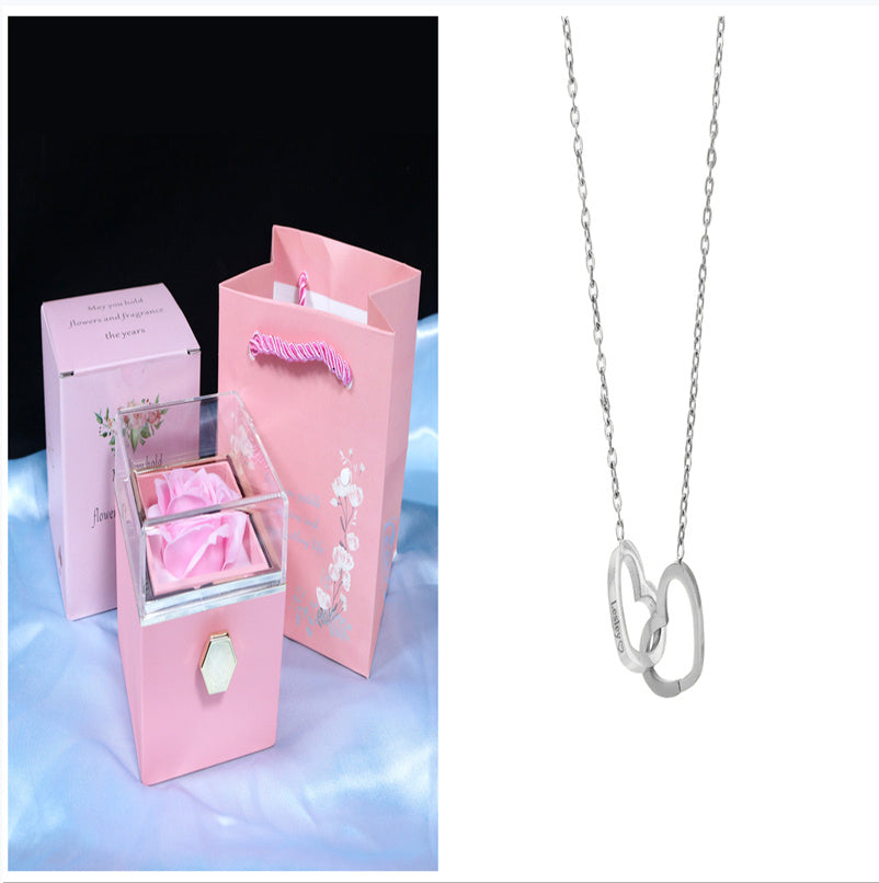 Rose Gift Box Rotating Soap Flower Jewelry Packaging Box Valentine's Day Gift