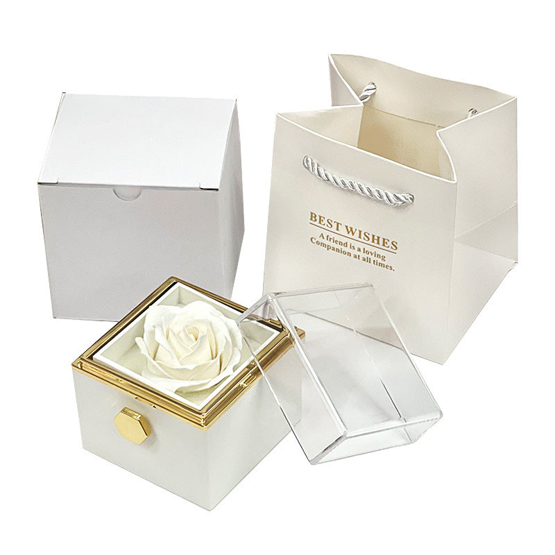 Rose Gift Box Rotating Soap Flower Jewelry Packaging Box Valentine's Day Gift