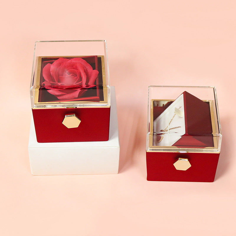 Rose Gift Box Rotating Soap Flower Jewelry Packaging Box Valentine's Day Gift