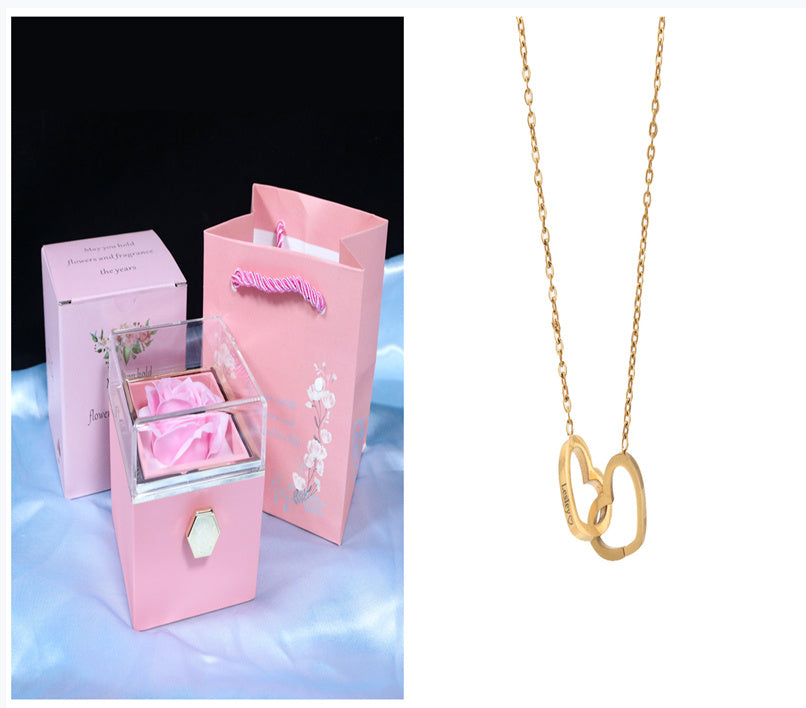Rose Gift Box Rotating Soap Flower Jewelry Packaging Box Valentine's Day Gift