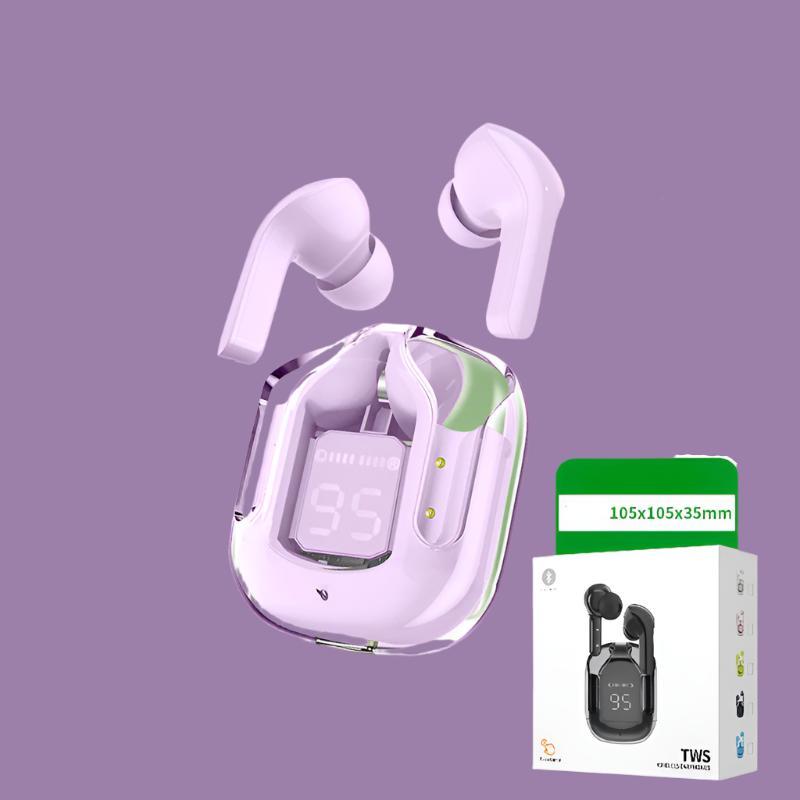 Wireless Bluetooth Headset Digital Display ENC Noise Reduction Transparent Design-Mobile accessories-Yes Yar FZE LLC-Neutral box Purple pink-Yes Yar FZE LLC