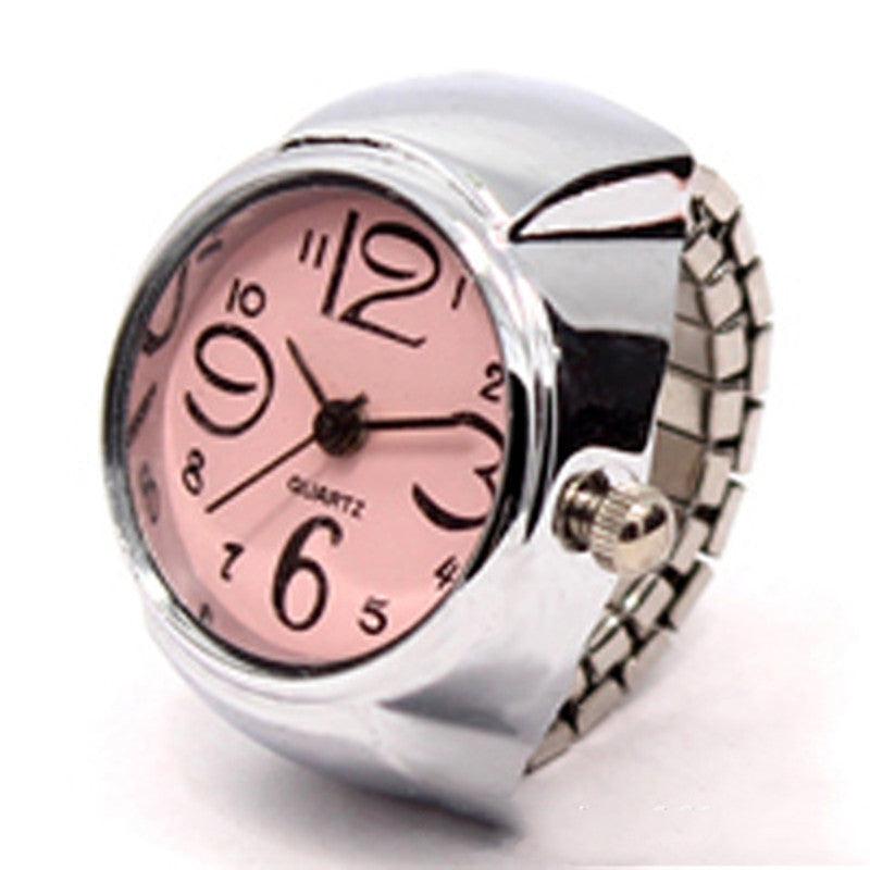 Figure Ring Watch Alloy Silver for Men & Women Multi Colors in Style-Artificial Jewelry-Yes Yar FZE LLC-Pink-Yes Yar FZE LLC