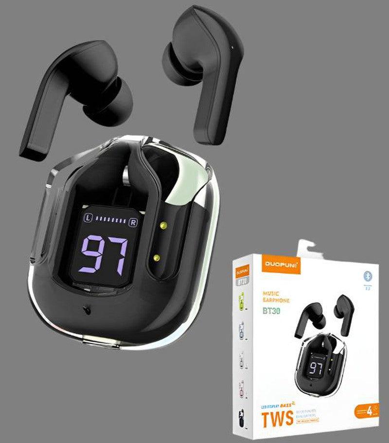 Wireless Bluetooth Headset Digital Display ENC Noise Reduction Transparent Design-Mobile accessories-Yes Yar FZE LLC-Large gift box Black-Yes Yar FZE LLC