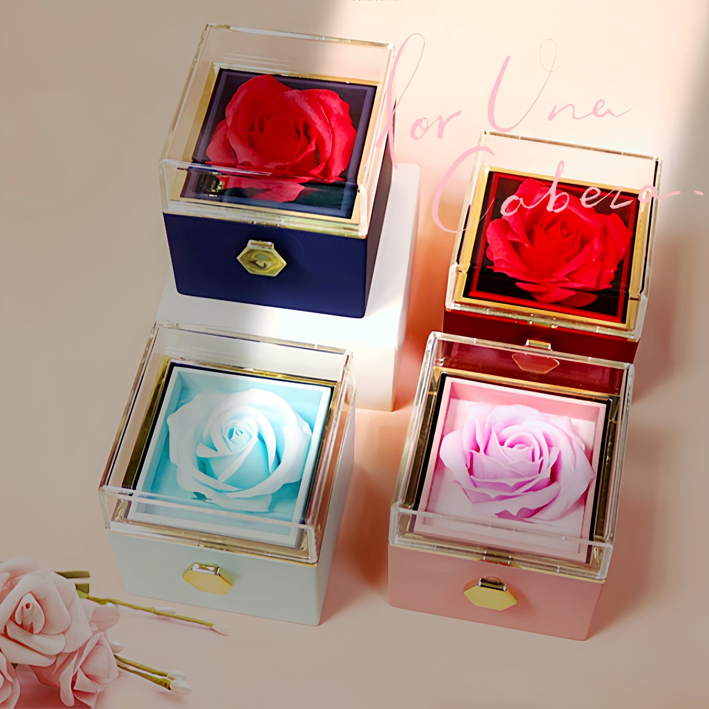 Rose Gift Box Rotating Soap Flower Jewelry Packaging Box Valentine's Day Gift