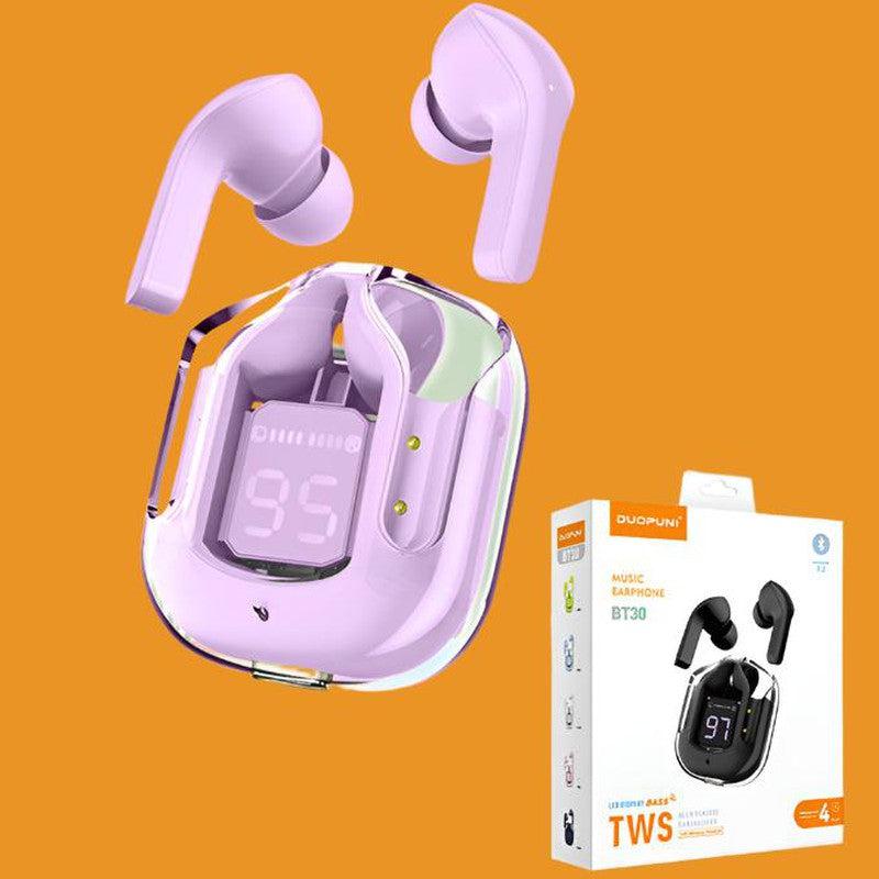 Wireless Bluetooth Headset Digital Display ENC Noise Reduction Transparent Design-Mobile accessories-Yes Yar FZE LLC-Large gift box Purple-Yes Yar FZE LLC