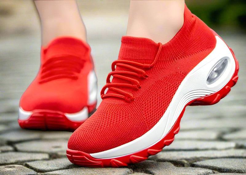 Sports shoes women flying knit design Sports shoes combine the comfort of socks-Footwear-Yes Yar FZE LLC-Red-35-Yes Yar FZE LLC