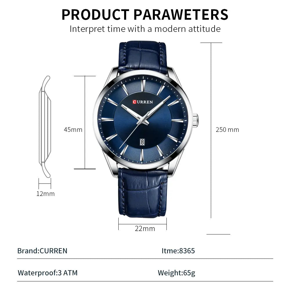Men Quartz Watch CURREN Men Leather Strap Male Wristwatches Reloj Hombres