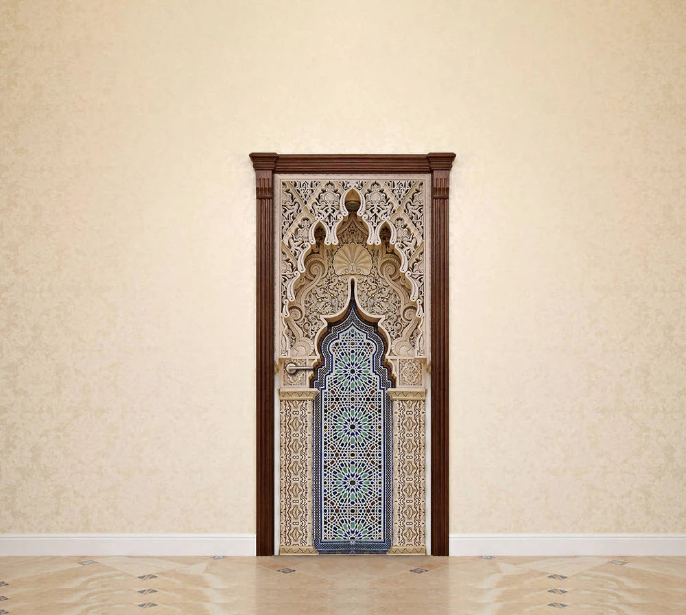 Muslim Mosque Door Art 2pcs/set Mural Sticker Home Decor Porch Wall Stickers Peel & Stick Wallpaper