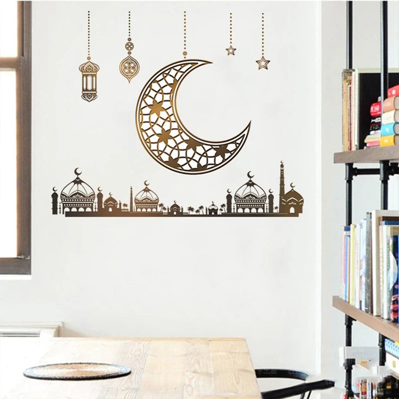 Eid Window Stickers Ramadan Decoration Eid Mubarak Decor for Home Ramadan Kareem Party Supplies Eid Al-fitr