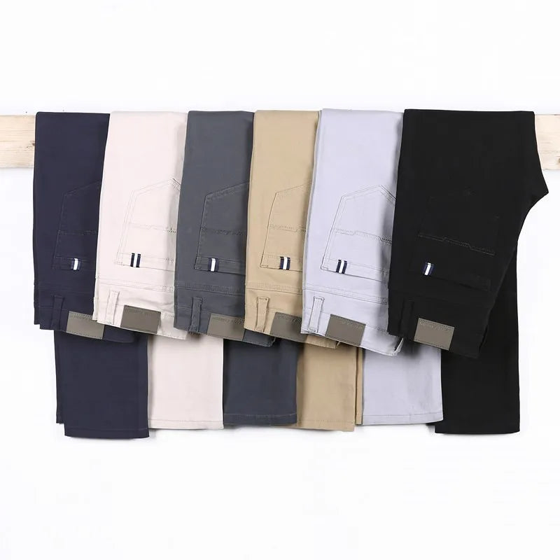 Men's Pant Cotton Casual Fashion Comfortable Stretch Cotton Elastic Straight Jeans Trousers