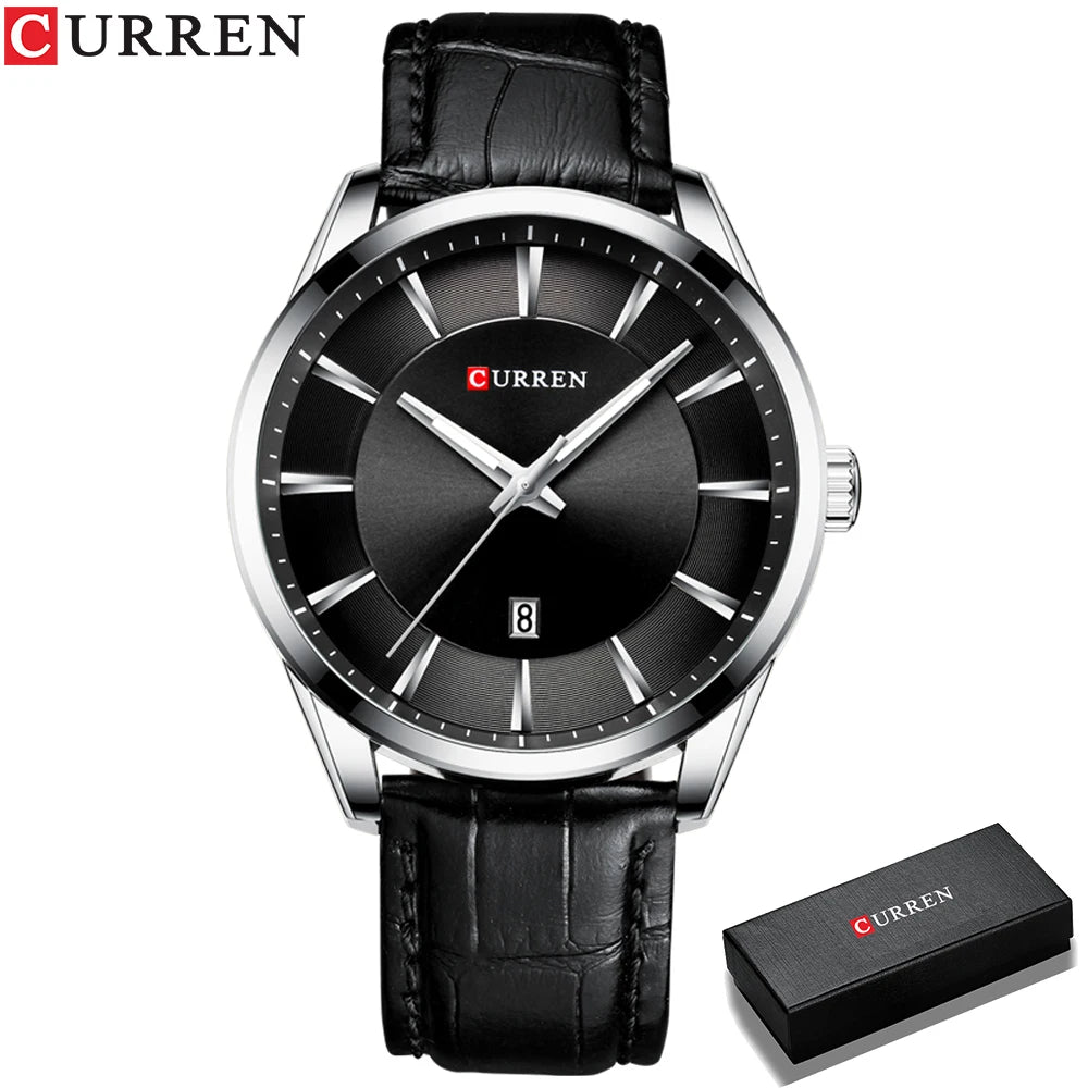 Men Quartz Watch CURREN Men Leather Strap Male Wristwatches Reloj Hombres