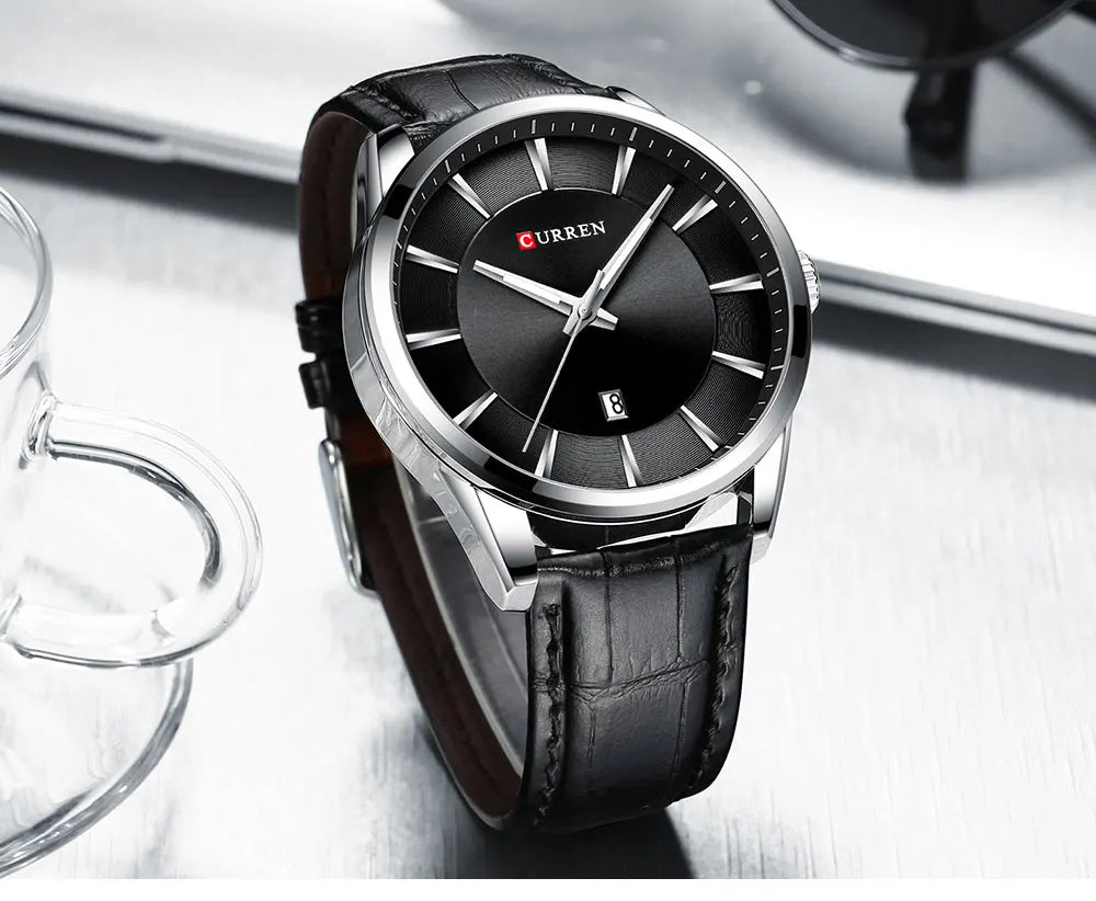 Men Quartz Watch CURREN Men Leather Strap Male Wristwatches Reloj Hombres