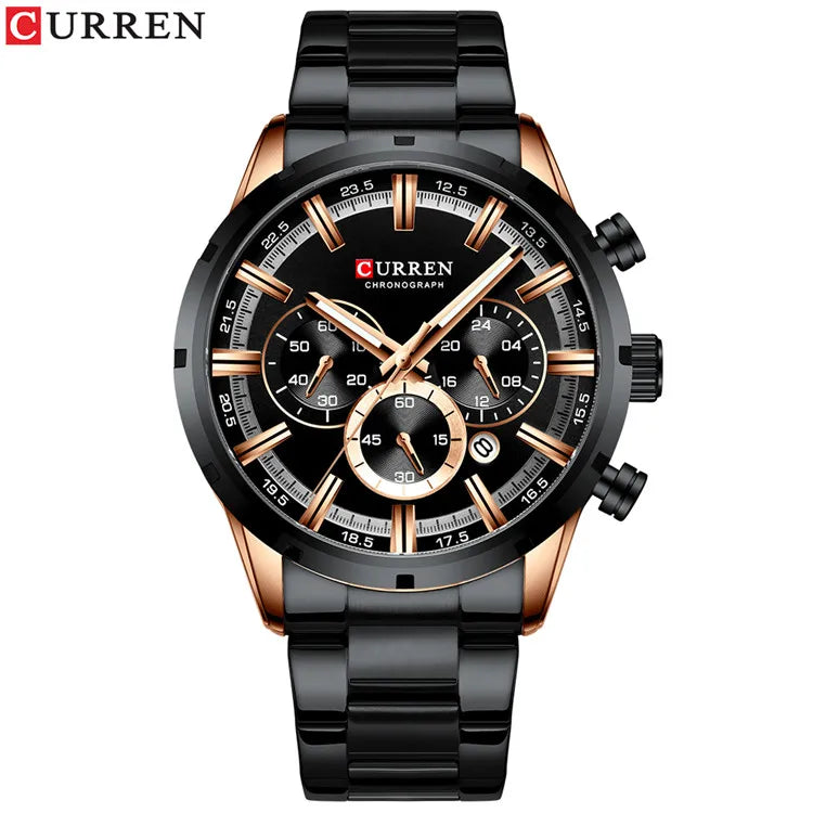Men Quartz Watches Curren Stainless Steel Waterproof Men Wristwatches
