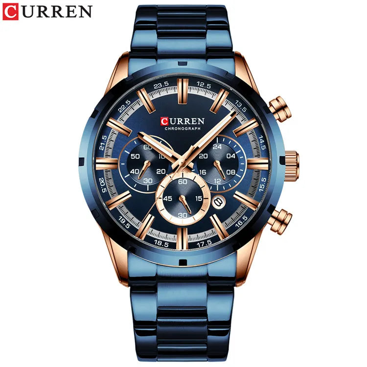 Men Quartz Watches Curren Stainless Steel Waterproof Men Wristwatches