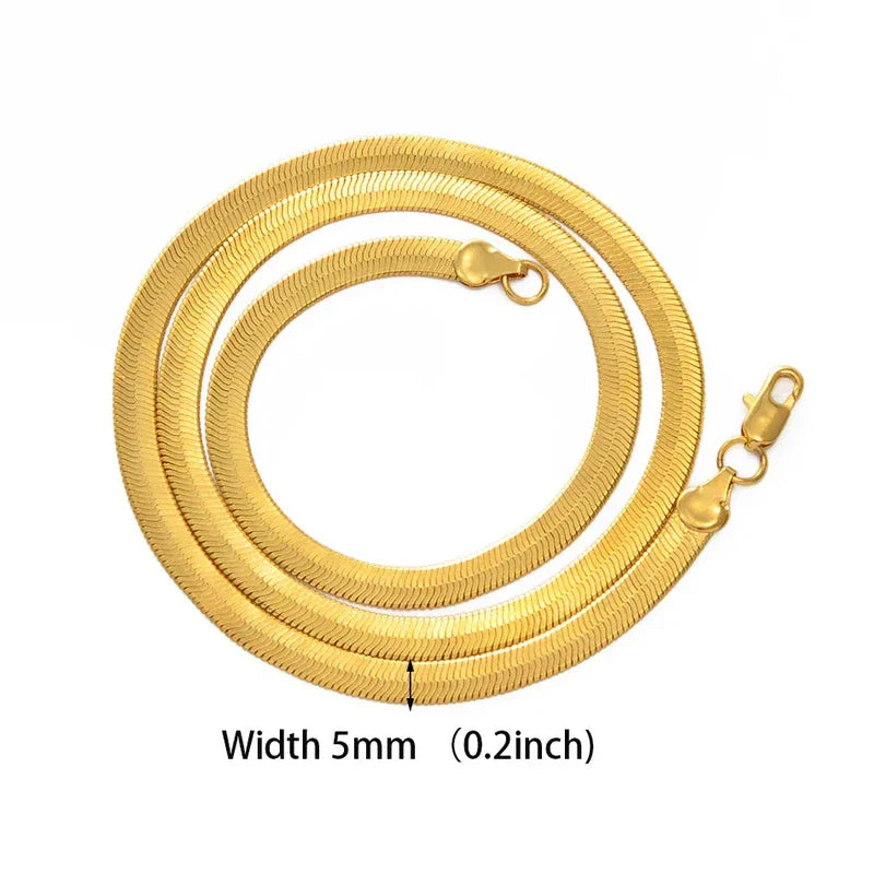 Gold Plated Snake Chain Necklaces Women and Men Ornaments