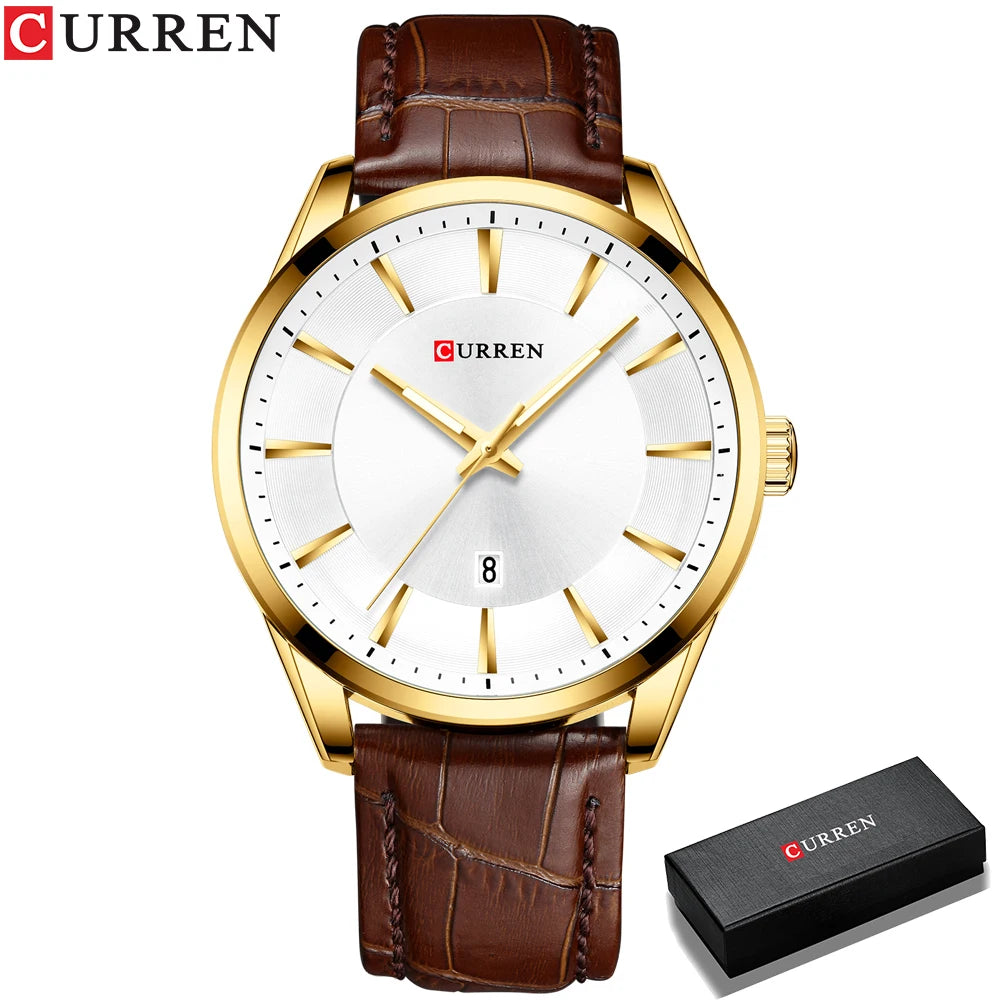Men Quartz Watch CURREN Men Leather Strap Male Wristwatches Reloj Hombres