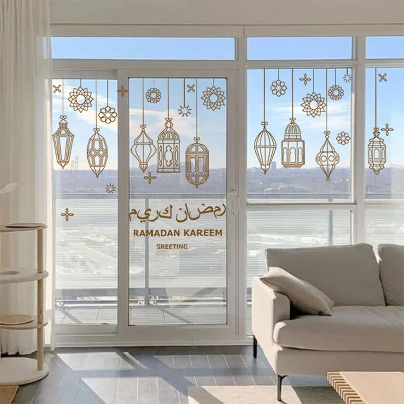 Eid Window Stickers Ramadan Decoration 2024 Eid Mubarak Decor for Home Ramadan Kareem Islam Muslim Party Supplies Eid Al-fitr