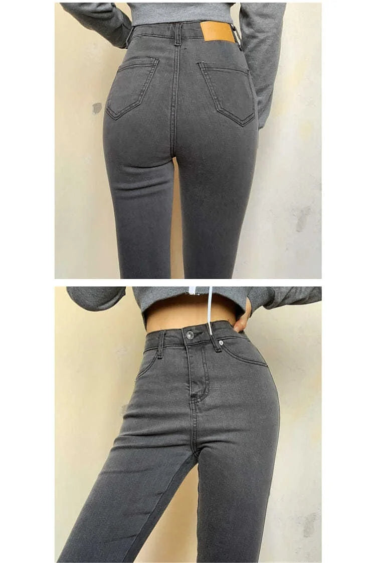 Women Jean Pant High Elastic Classic Vintage Buttocks Jeans for Women Female Washed Stretch Pencil Pants clothes