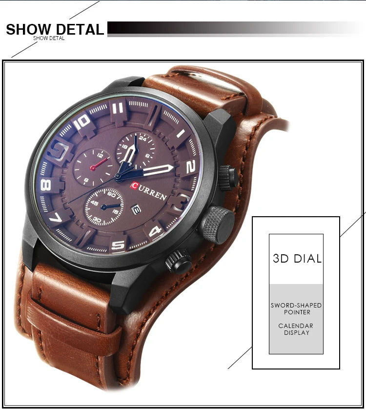 Men Watches Curren 8225 Quartz Watches Leather Clock Watch Relogio Masculino