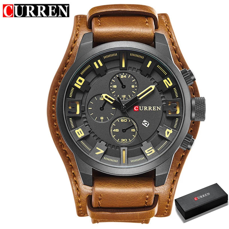 Men Watches Curren 8225 Quartz Watches Leather Clock Watch Relogio Masculino