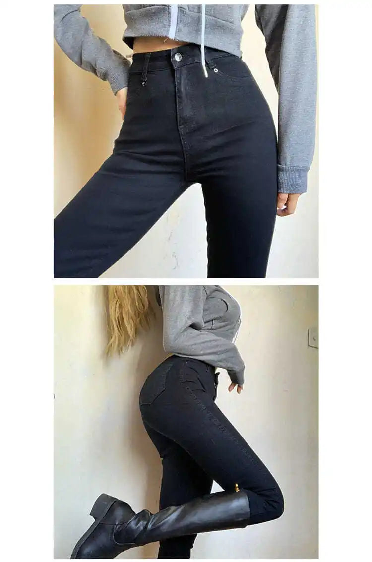 Women Jean Pant High Elastic Classic Vintage Buttocks Jeans for Women Female Washed Stretch Pencil Pants clothes