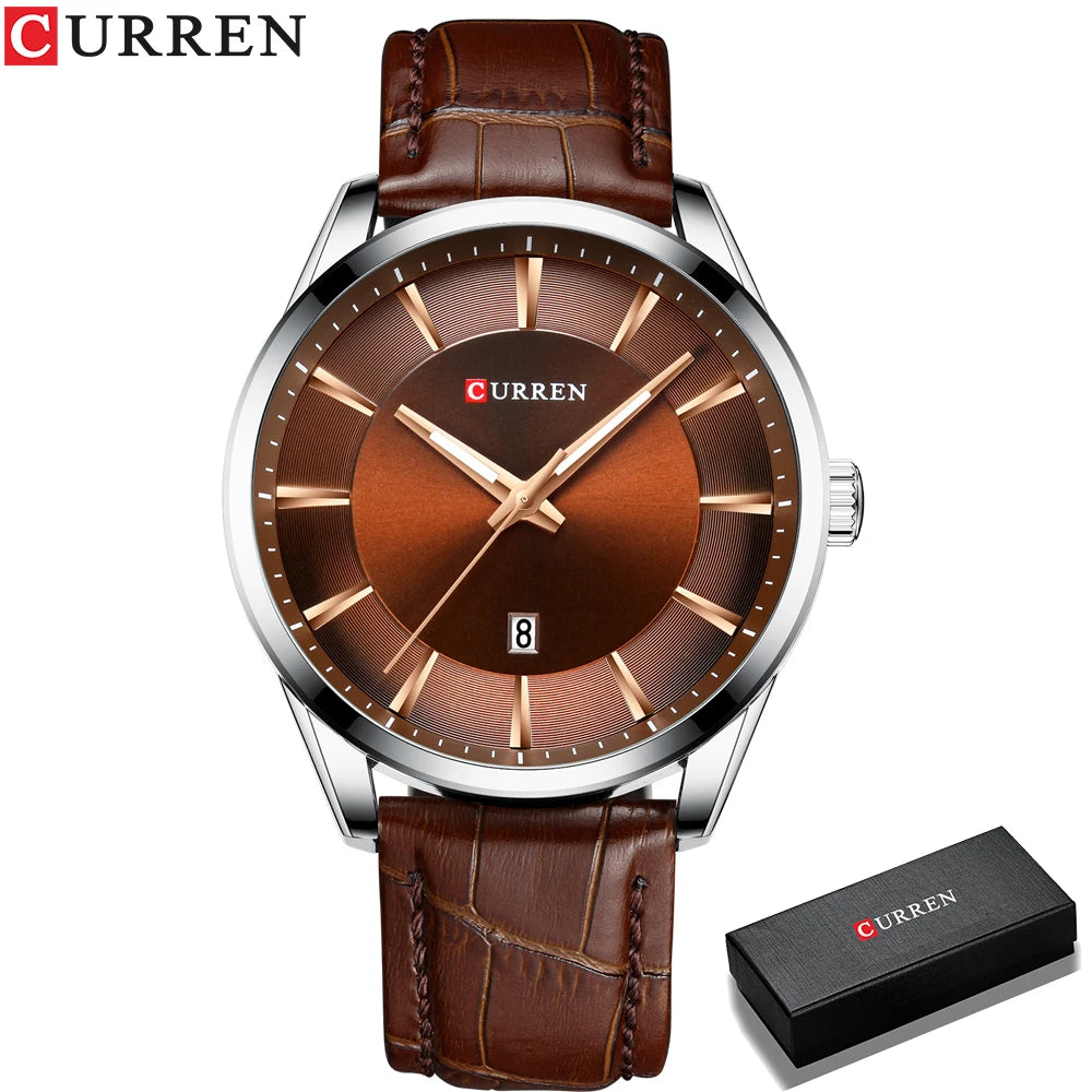 Men Quartz Watch CURREN Men Leather Strap Male Wristwatches Reloj Hombres