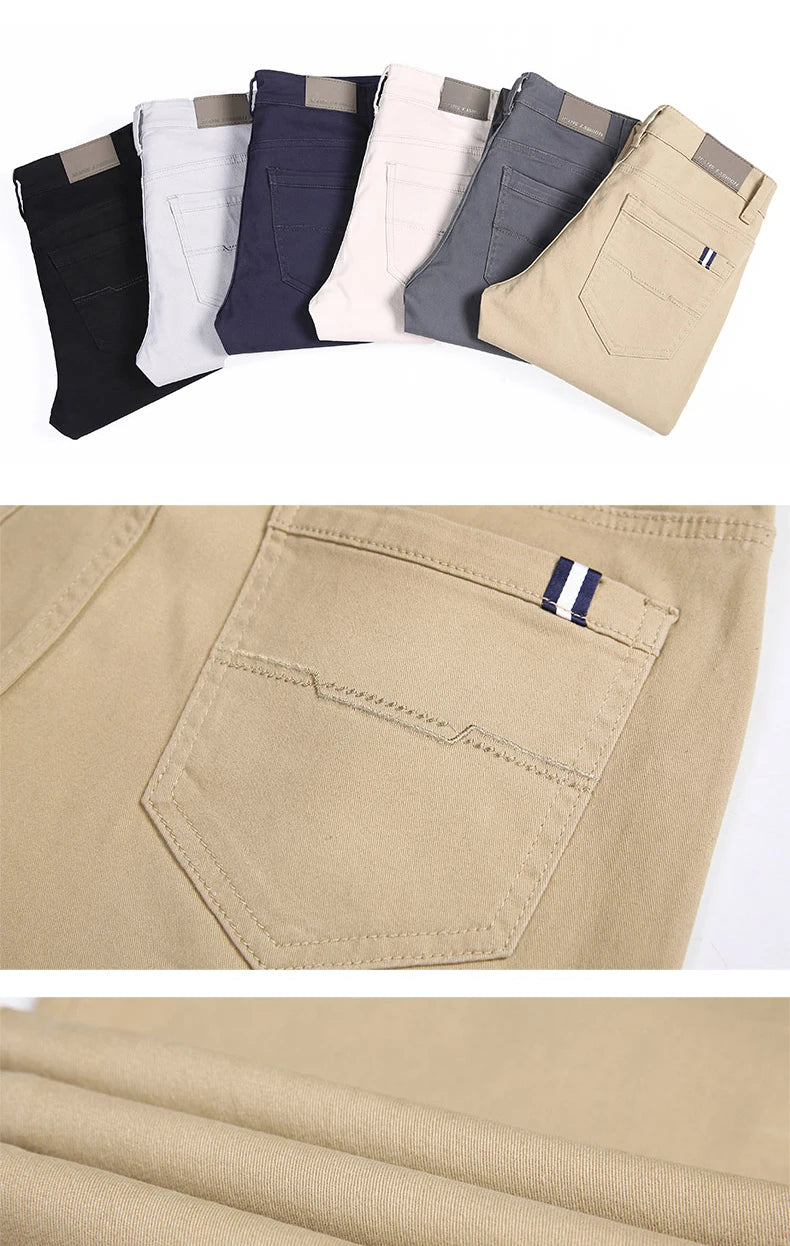 Men's Pant Cotton Casual Fashion Comfortable Stretch Cotton Elastic Straight Jeans Trousers