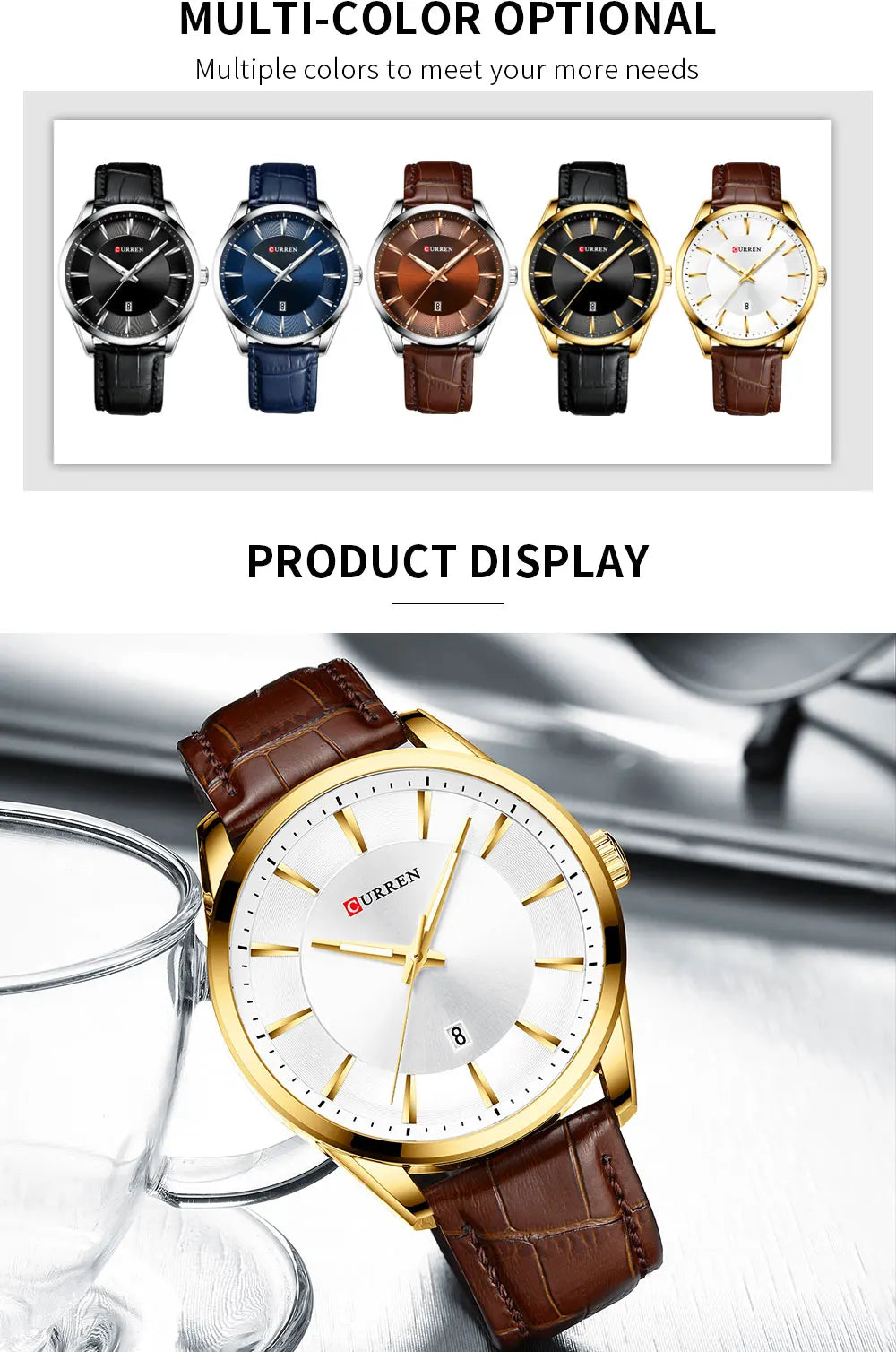 Men Quartz Watch CURREN Men Leather Strap Male Wristwatches Reloj Hombres