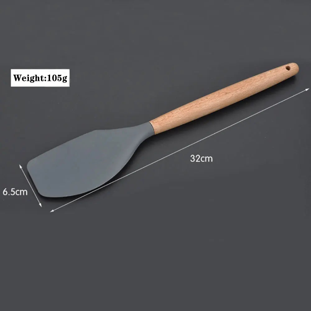 Cutlery, Silverware, Flatware, or Tableware (One Pcs Prices) Silicone Cooking Utensils With Wooden Handle Non-Sticky