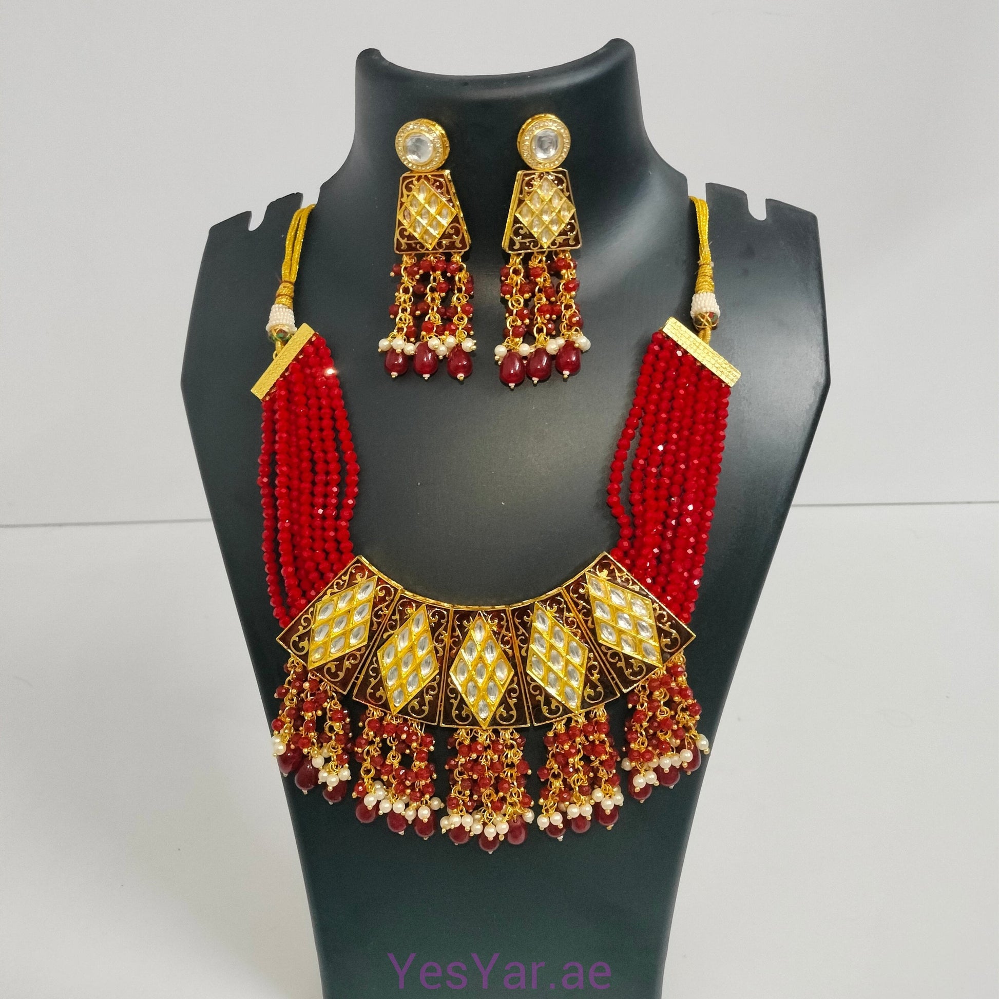 A1 Women Neckless with Earnings Pair Set Elegant Royal for Festival Celebration & Wedding