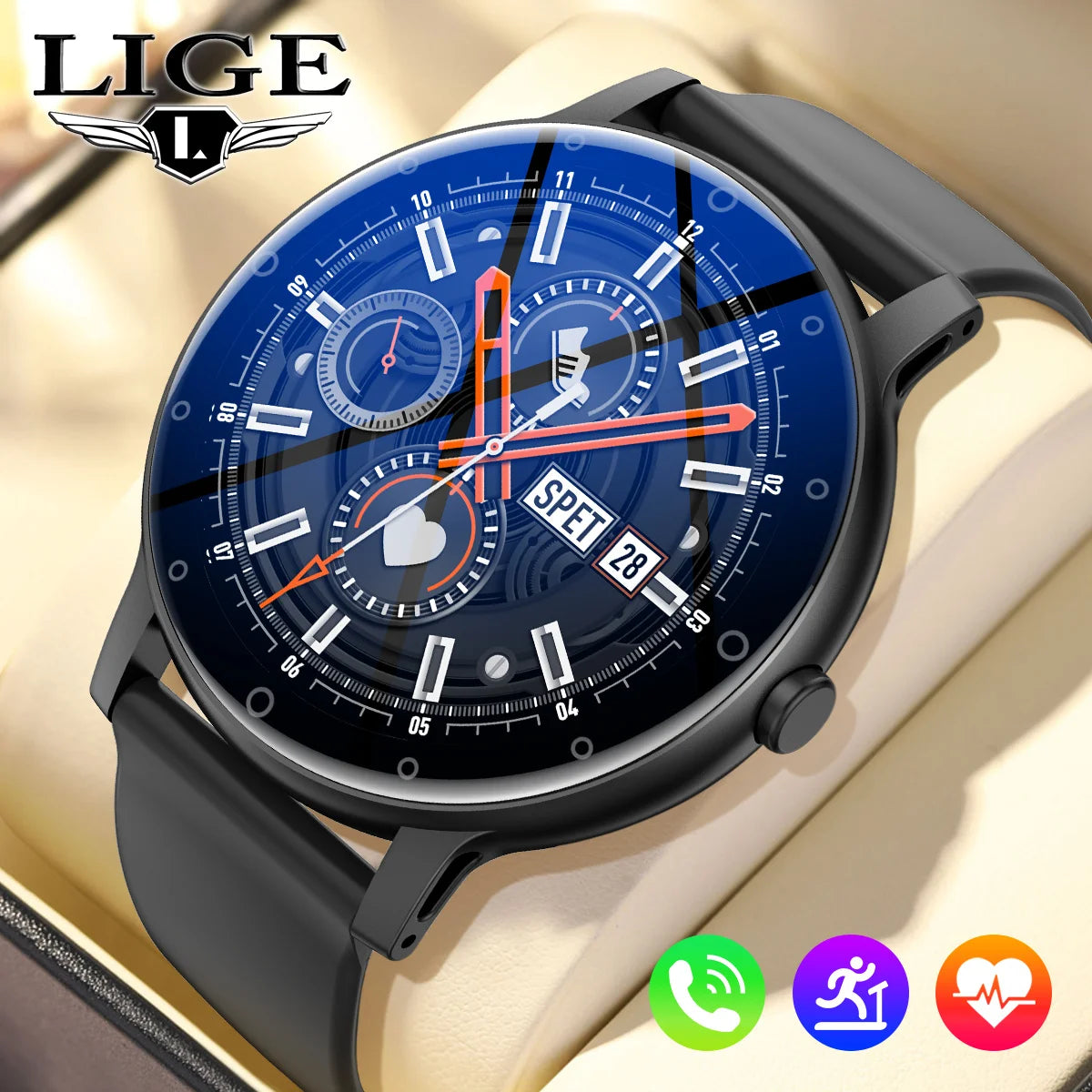 LIGE Smart Watch Men Outdoor Bluetooth Call Sports Fitness Watches Health Monitor Waterproof For Android IOS Smartwatch