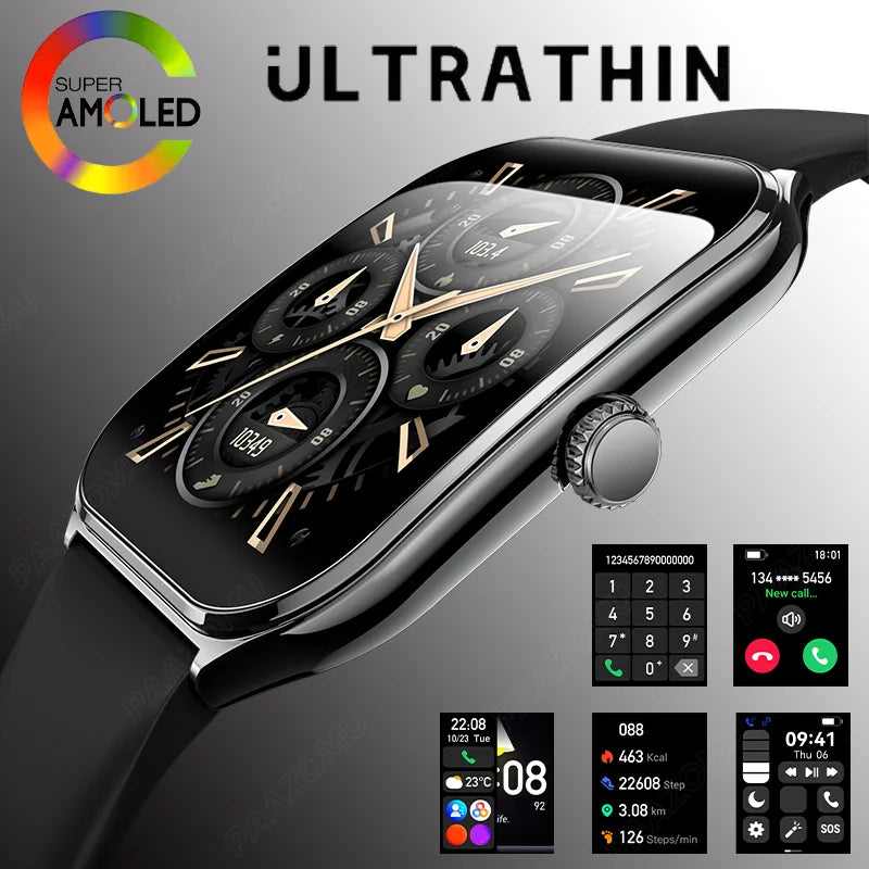 Ladies Smart Watch Ultra Thin men 1.96" AMOLED 360*360 HD Pixel Display Call Reminder